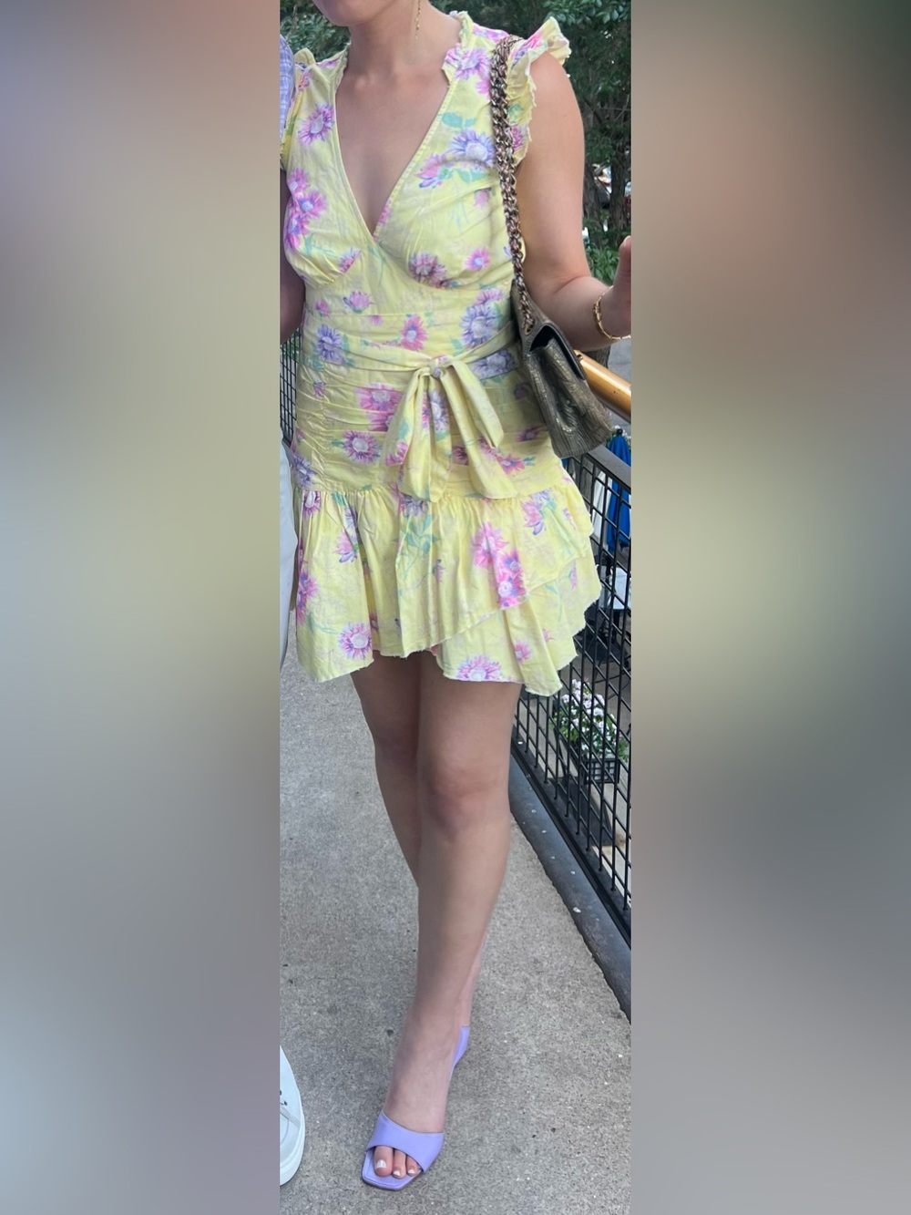 LoveShackFancy Yellow Floral Mini Dress